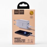 Превью Сетевое зарядное устройство HOCO C62A Victoria 2A 2USB с кабелем micro-USB (белое) &mdash; 6