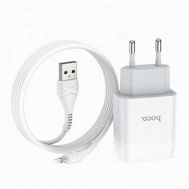 Сетевое зарядное устройство HOCO C72A Glorious с кабелем для Apple Lightning (белое) — 4
